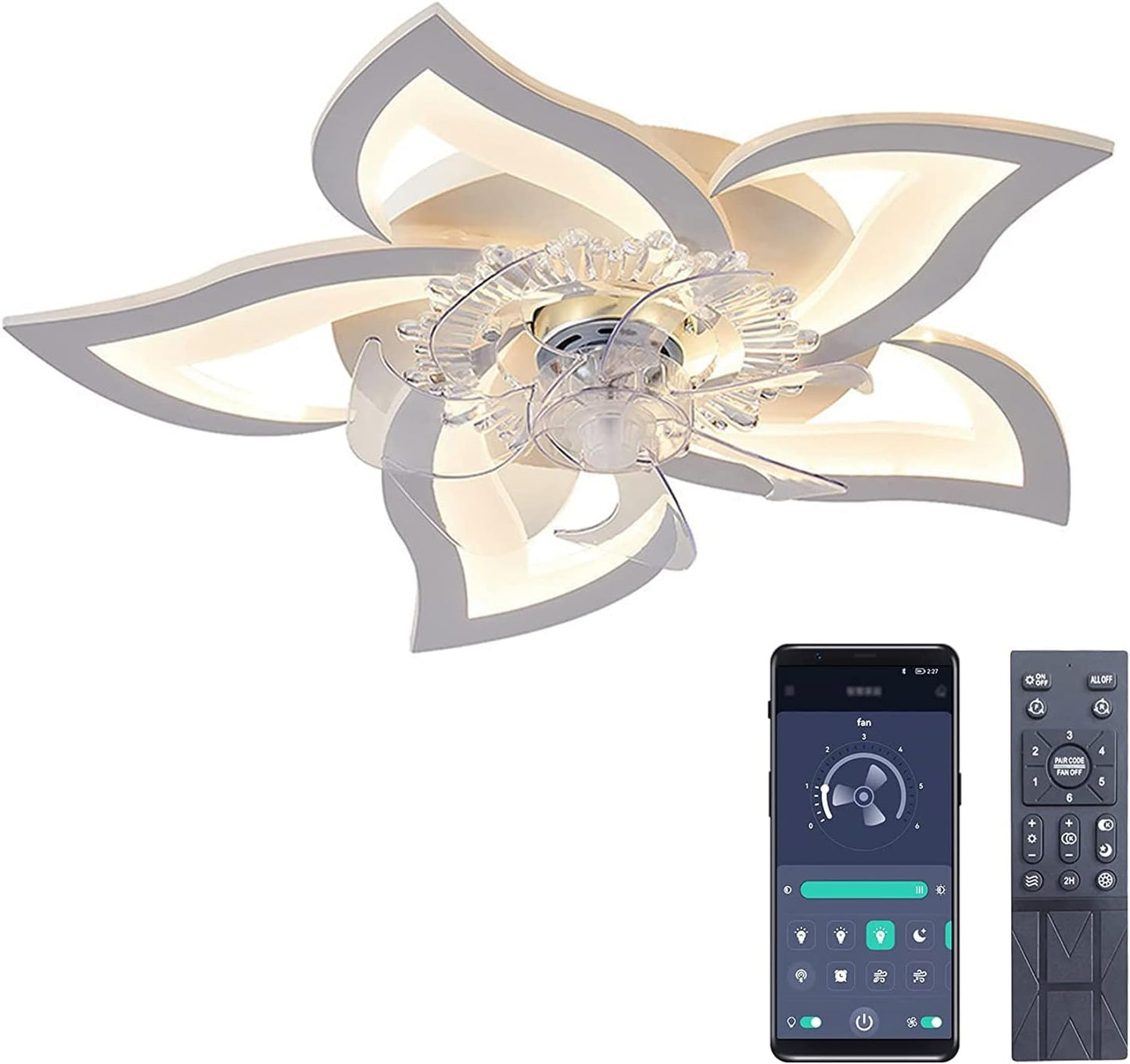 Ventilatore dimmerabile,plafoniera con ventilatore a soffitto 69 CM