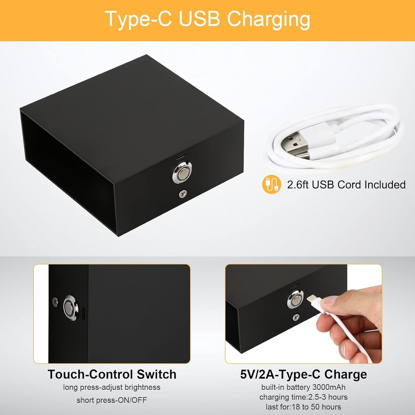 Applique Lightess a batteria da 5000 mAh, ricaricabili, senza fili dimmerabili