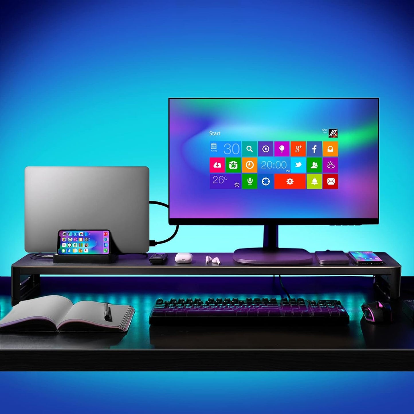 Supporto monitor scrivania in alluminio doppio monitor fino a 32 pollici per PC