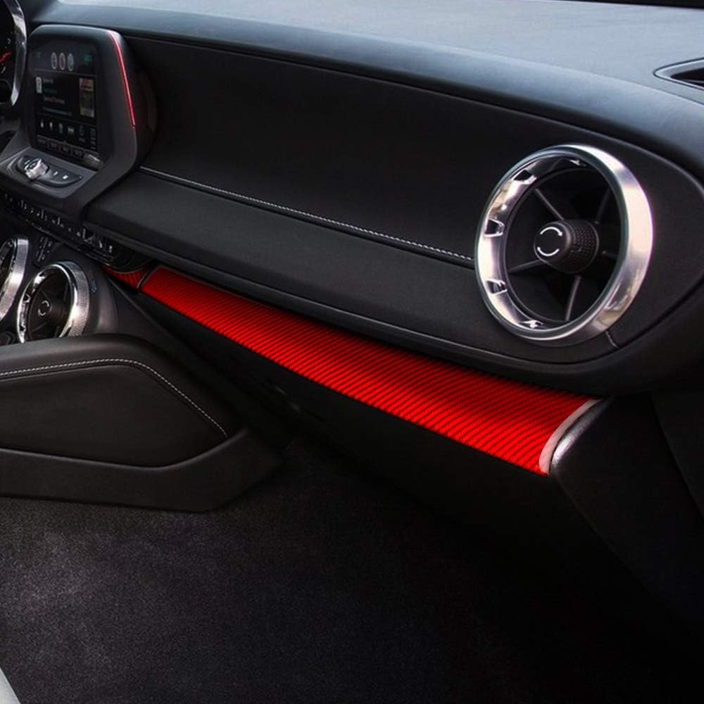 Adesivi decorativi per console centrale auto in fibra di carbonio, accessori per console centrale in fibra di carbonio, strumenti per Chevrolet Camaro 2016 2017 2018 2019, accessori rossi