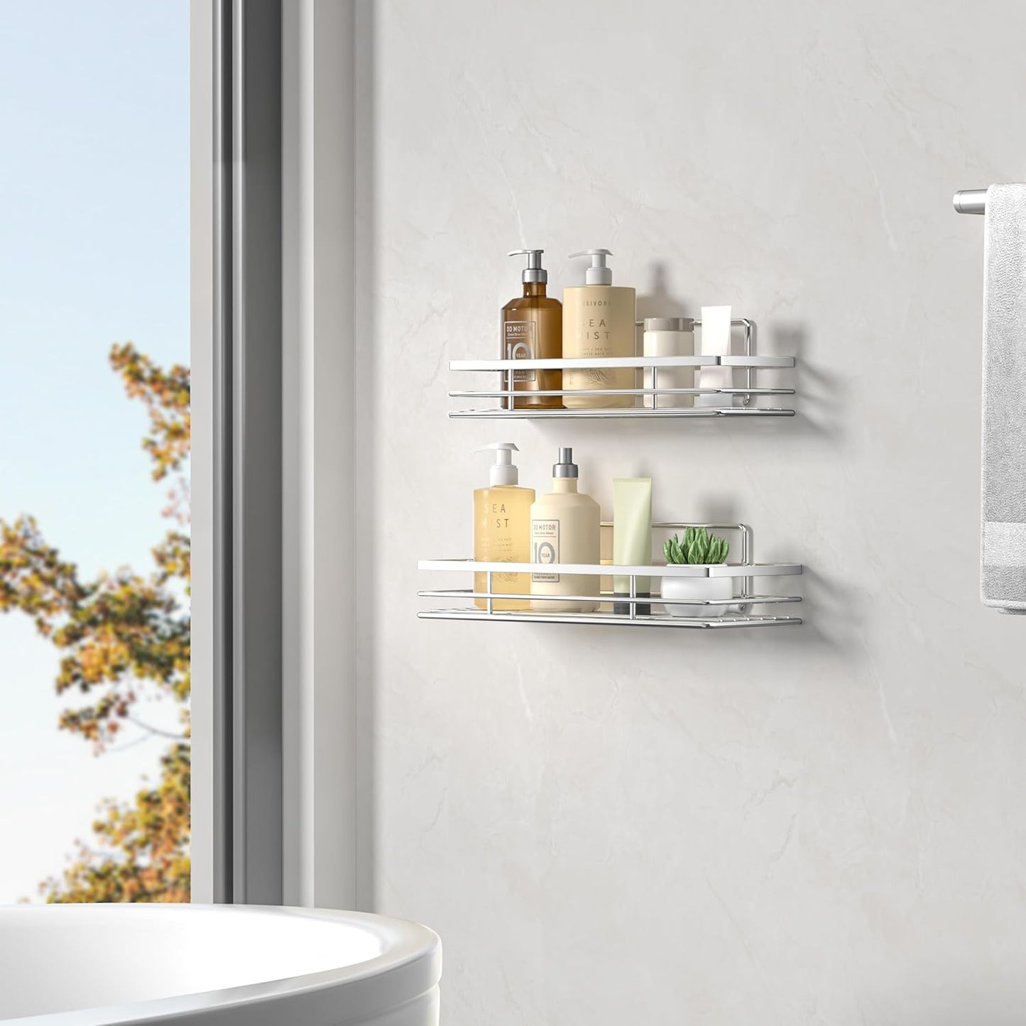 Ripiani Doccia Saffruff Senza Foratura, 2 Pezzi, Organizer Bagno