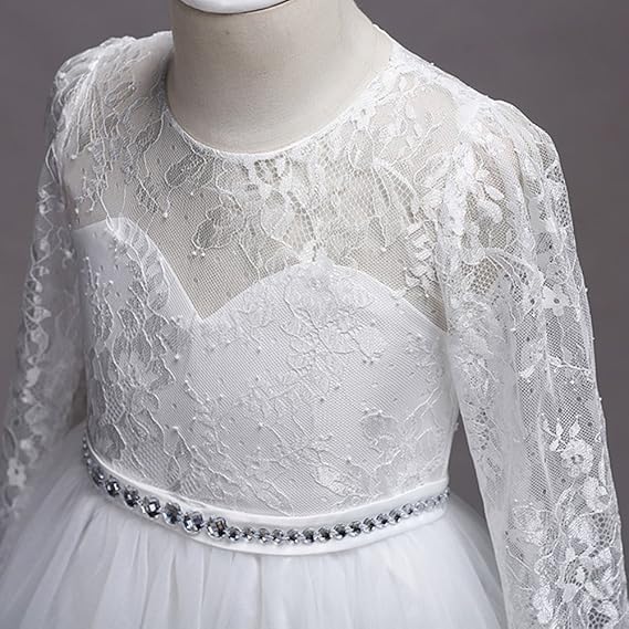 Vestito da bambina con fiori in pizzo e tulle