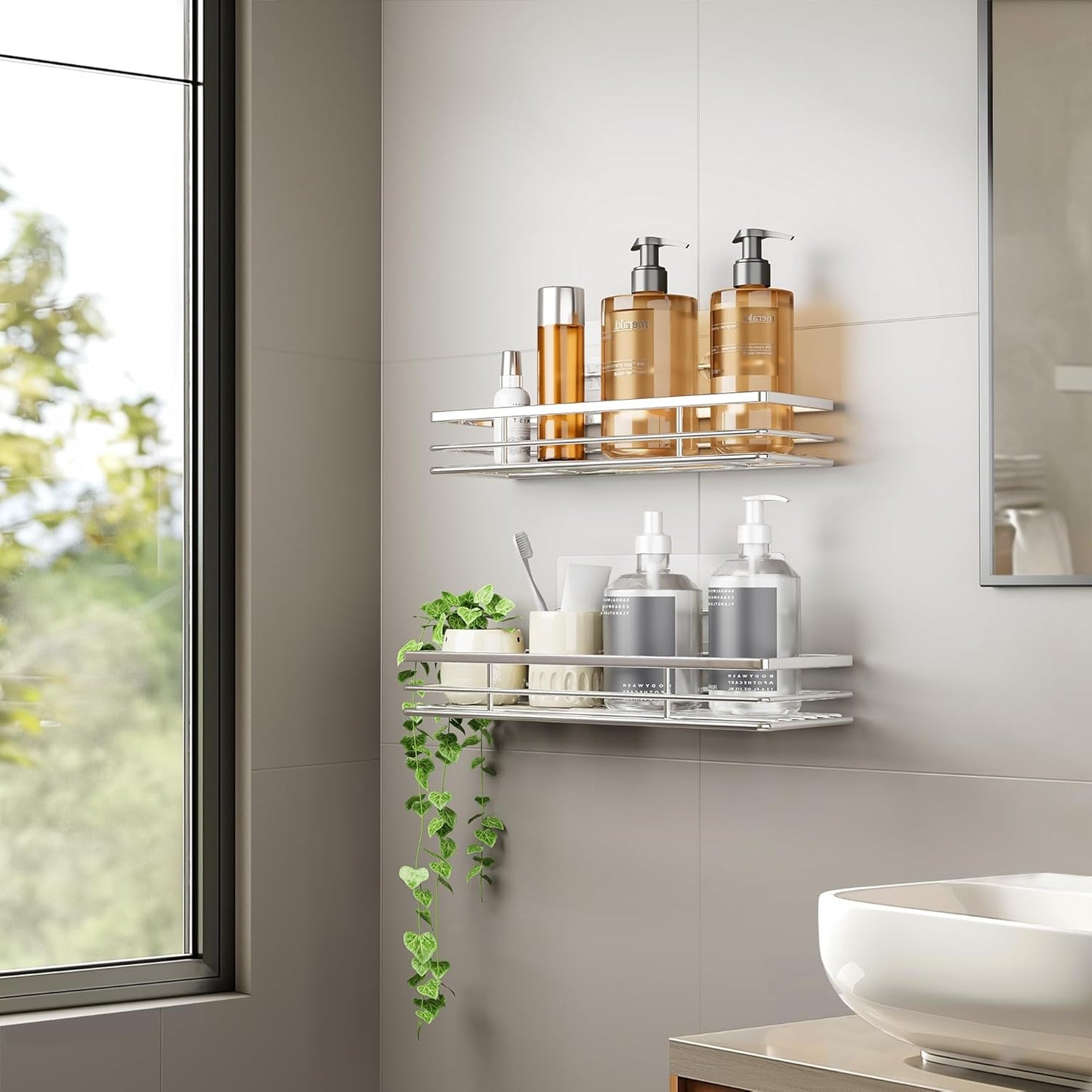 Ripiani Doccia Saffruff Senza Foratura, 2 Pezzi, Organizer Bagno
