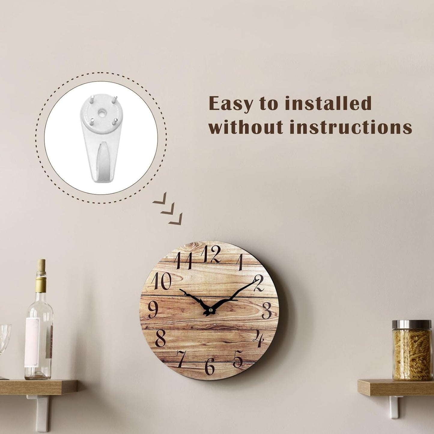 Orologi da Parete Plumeet CON GRAFICA EFFETTO Legno Senza Cornice da 30cm