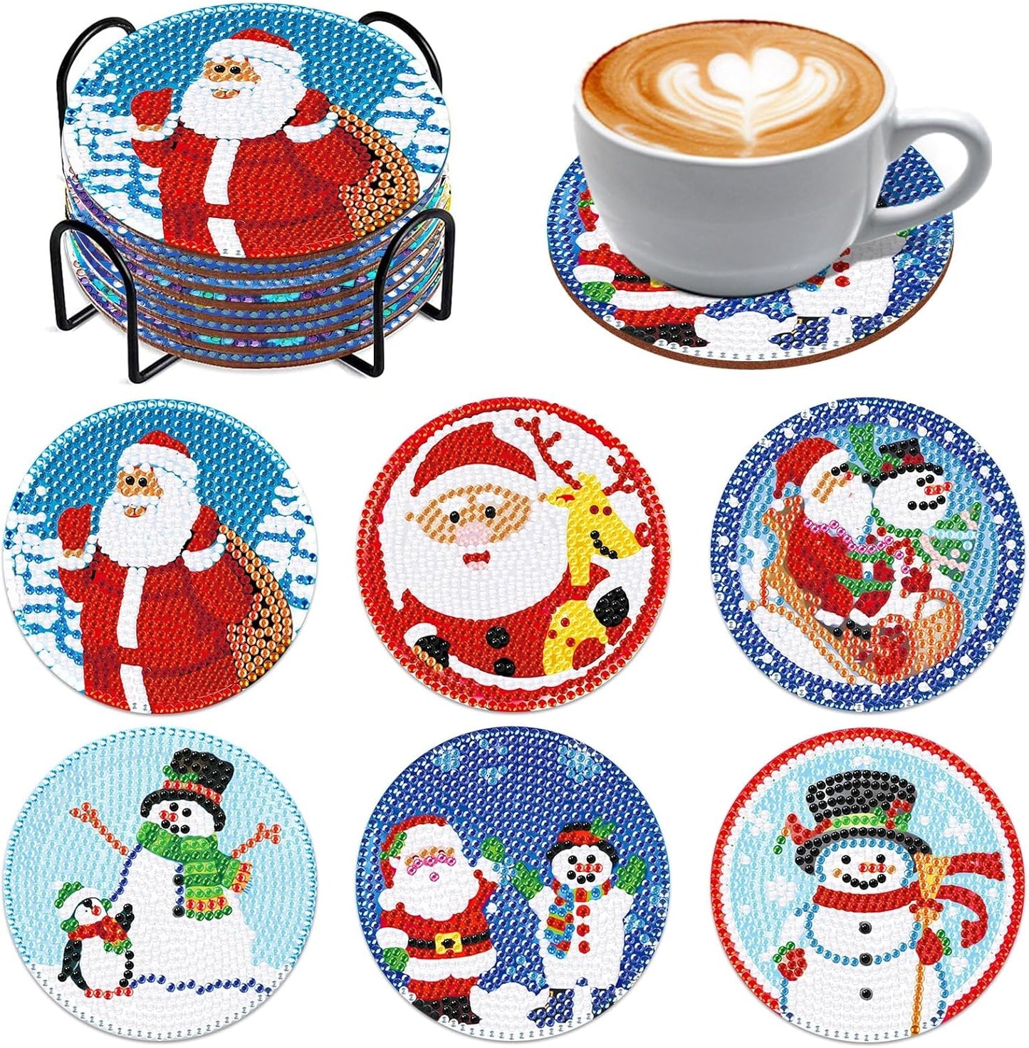 Set di 6 sottobicchieri con supporto per diamante, fai da te, per adulti, bambini, per tazze di vetro, vasi, candele e bevande