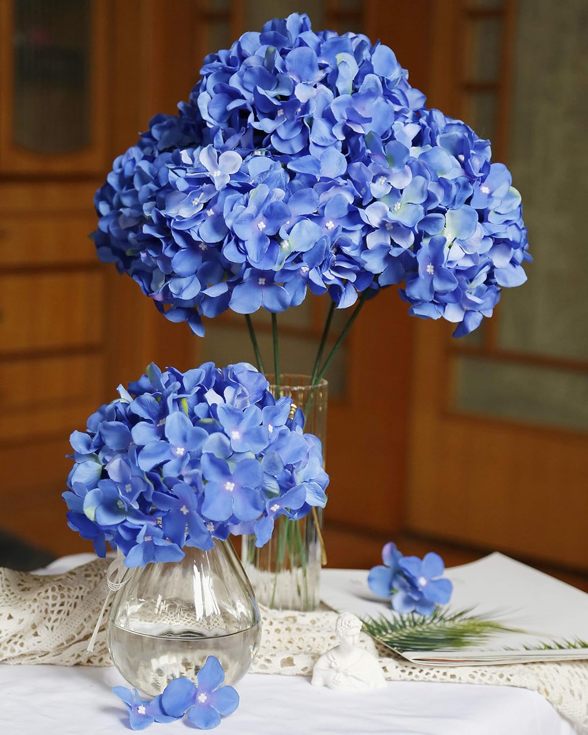 Fiori artificiali di ortensia in seta più grandi con stelo confezione da 6