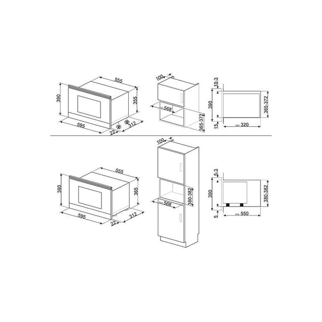 Forno a microonde SMEG MP422S Da incasso con grill 22 L 950 W Acciaio inossidabile