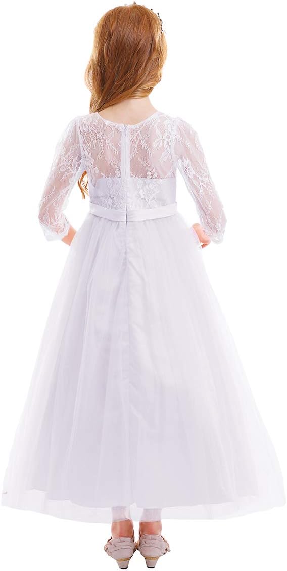 Vestito da bambina con fiori in pizzo e tulle