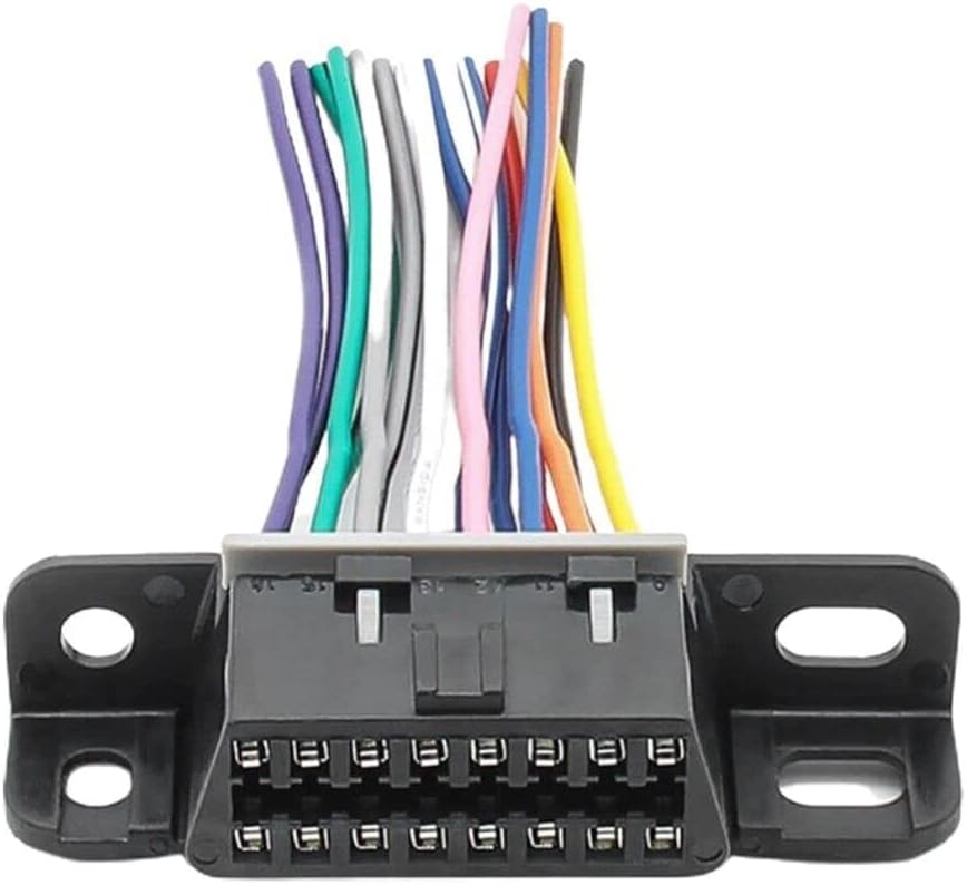 Connettore OBD2 con presa di montaggio sotto il cruscotto, 16 pin femmina, precablato, aperto, OBD