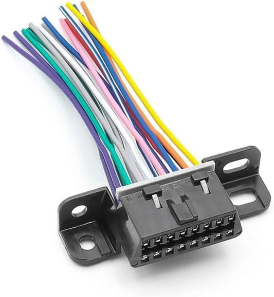 Connettore OBD2 con presa di montaggio sotto il cruscotto, 16 pin femmina, precablato, aperto, OBD