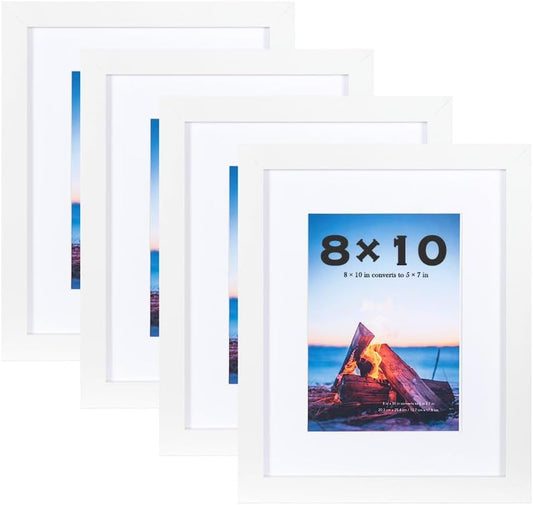 Set di 4 cornici bianche in legno per foto da 25 x 20 cm