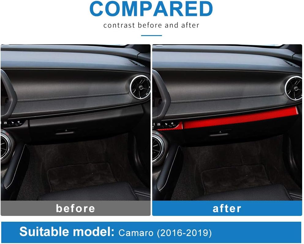 Adesivi decorativi per console centrale auto in fibra di carbonio, accessori per console centrale in fibra di carbonio, strumenti per Chevrolet Camaro 2016 2017 2018 2019, accessori rossi