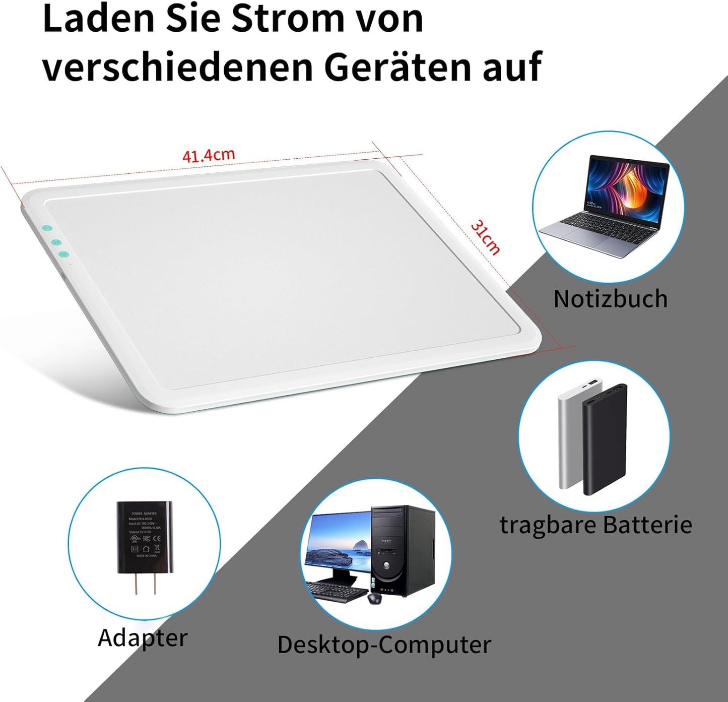 TOHETO A3 Tavolo da disegno luminoso ricaricabile super luminoso alimentato da una batteria al litio da 3500 mAh