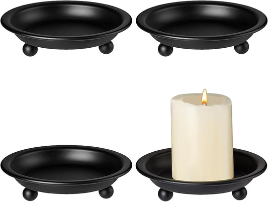 Piatto per candela, in metallo, colore nero (∅10 cm) 4pz