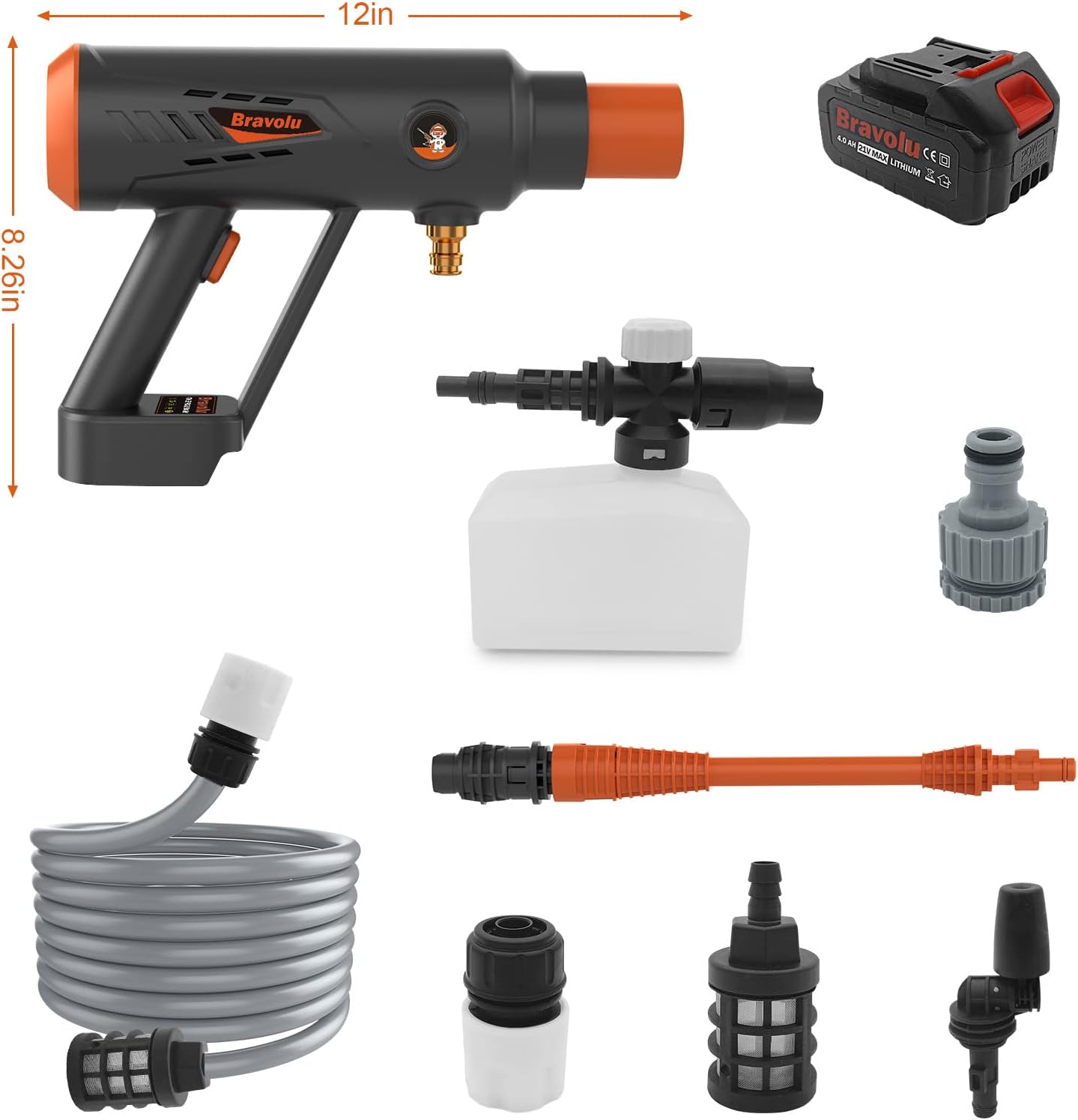 Idropulitrice ad alta pressione a batteria, Bravolu Max 580 PSI