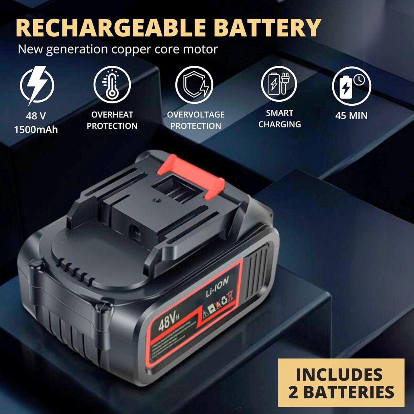 Idropulitrice a batteria  con 2 batterie da 48 V. 35 bar/500 psi e 1500 mAh/300 W