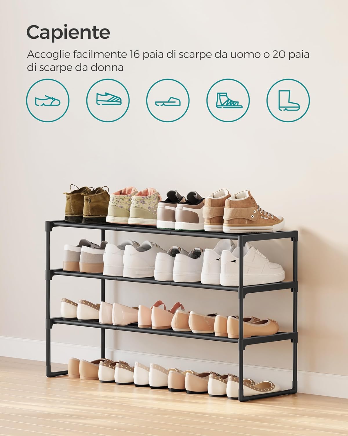 Scarpiera SONGMICS  a 3 Ripiani 30X92X55 CM