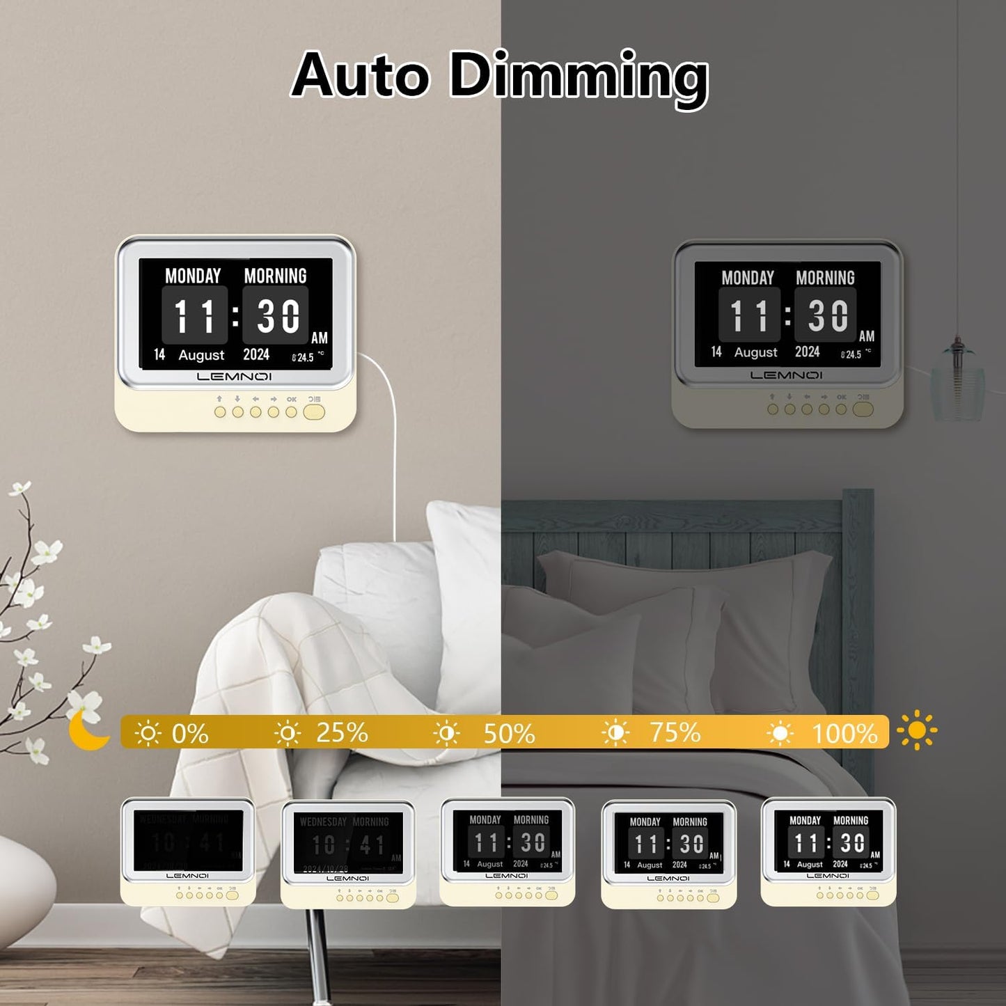 Orologio per Alzheimer,Calendario Elettronico Anziani,Sveglia Digitale con Giorni Data e Anno Temperatura,15 Allarmi & Promemoria farmaci