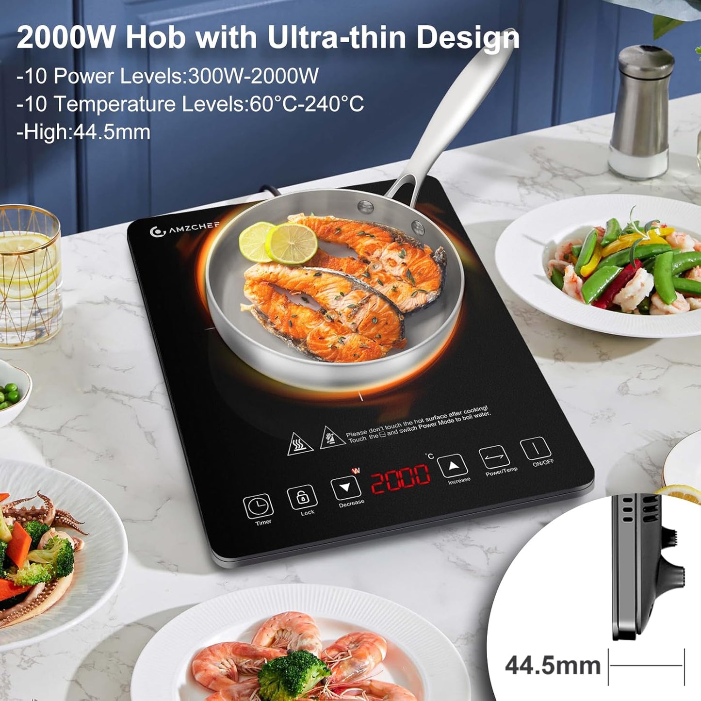 Piastra a Induzione Singolo AMZCHEF, da 2000 W