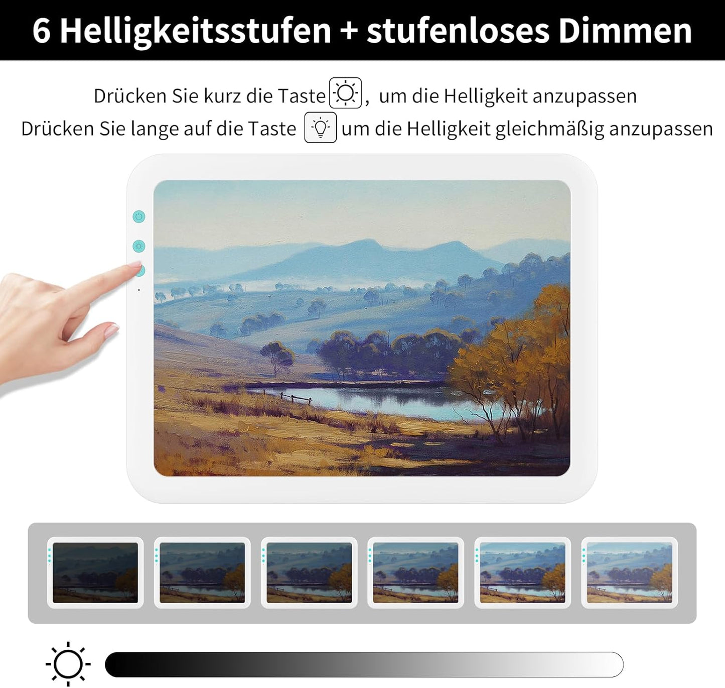 TOHETO A3 Tavolo da disegno luminoso ricaricabile super luminoso alimentato da una batteria al litio da 3500 mAh