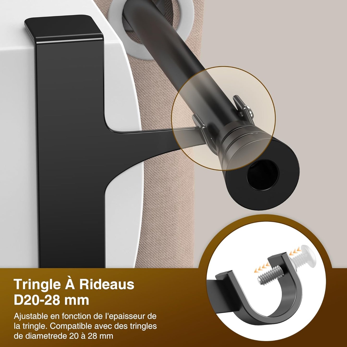 2 Supporti per Bastone Tenda senza Forare