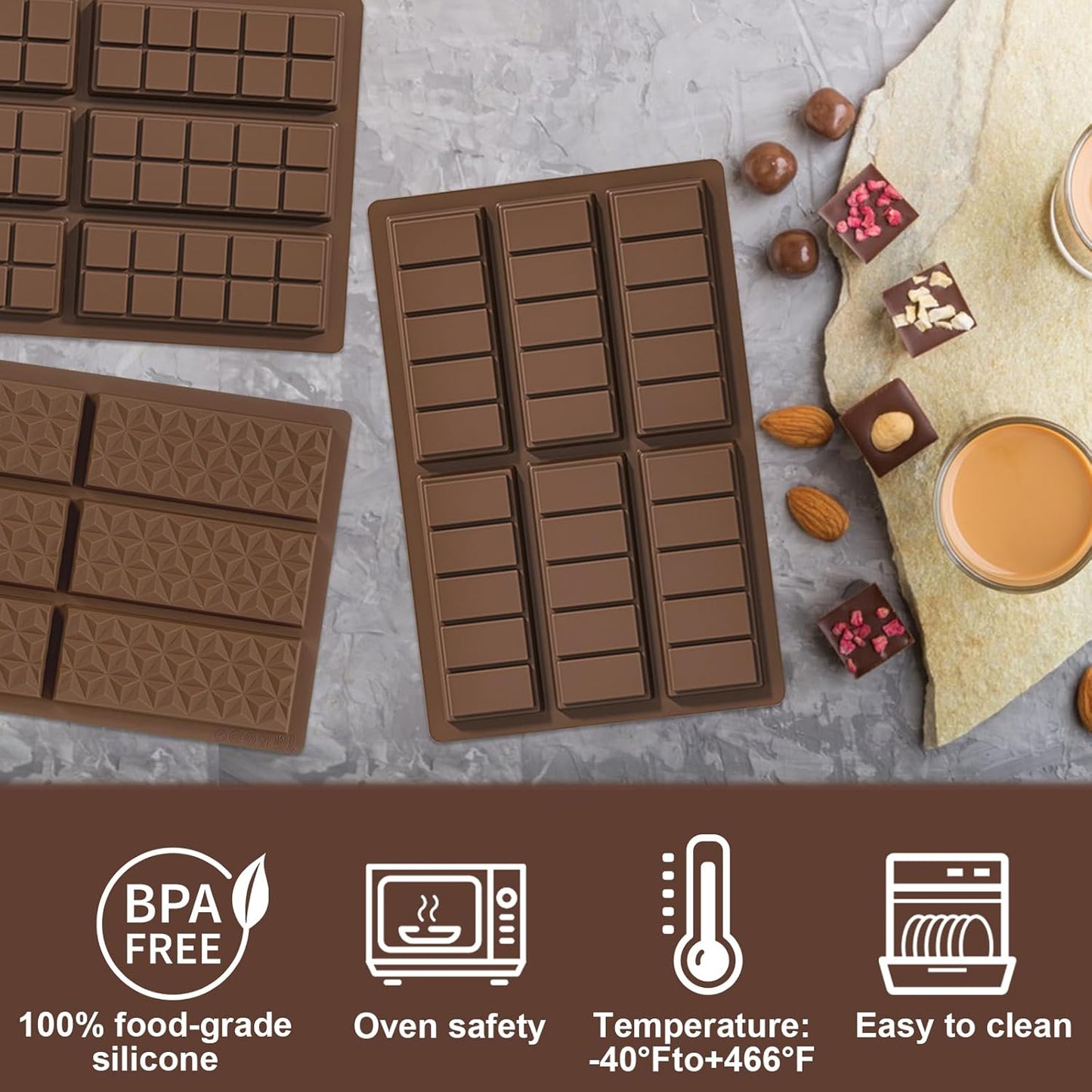 Stampo per cioccolato in silicone da 3 pezzi, stampo per cioccolato Dubai