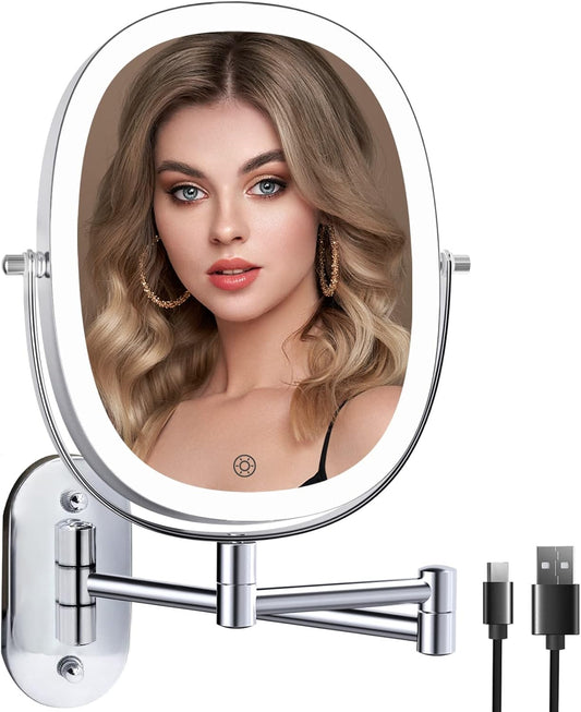 Specchio da trucco ricaricabile illuminato da parete