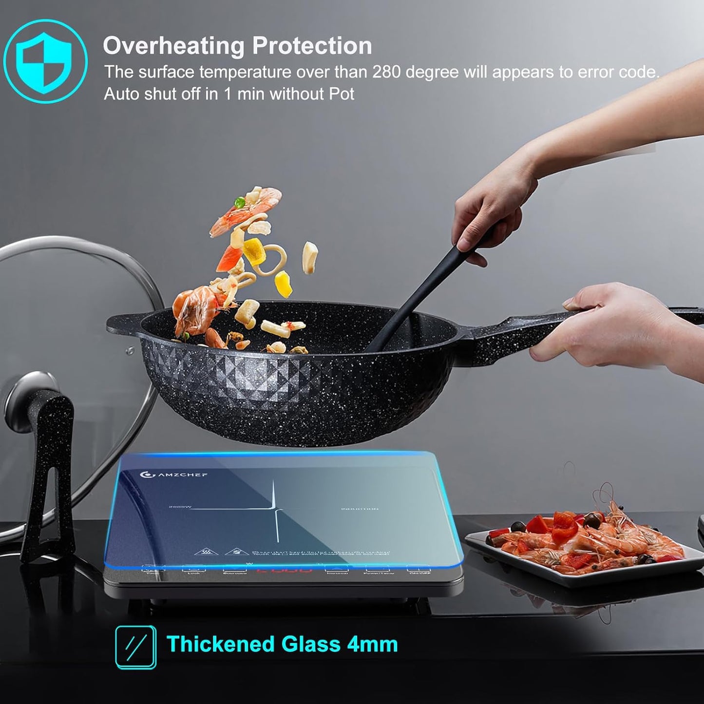 Piastra a Induzione Singolo AMZCHEF, da 2000 W