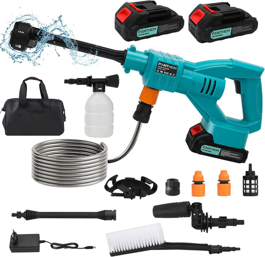 Idropulitrice Portatile con 6 In 1 Ugello, Idropulitrice Elettrica Senza Fili con 2 batterie da 21 V,