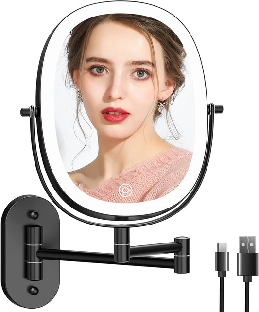 Specchio cosmetico ricaricabile con illuminazione, ingrandimento 1X/7X