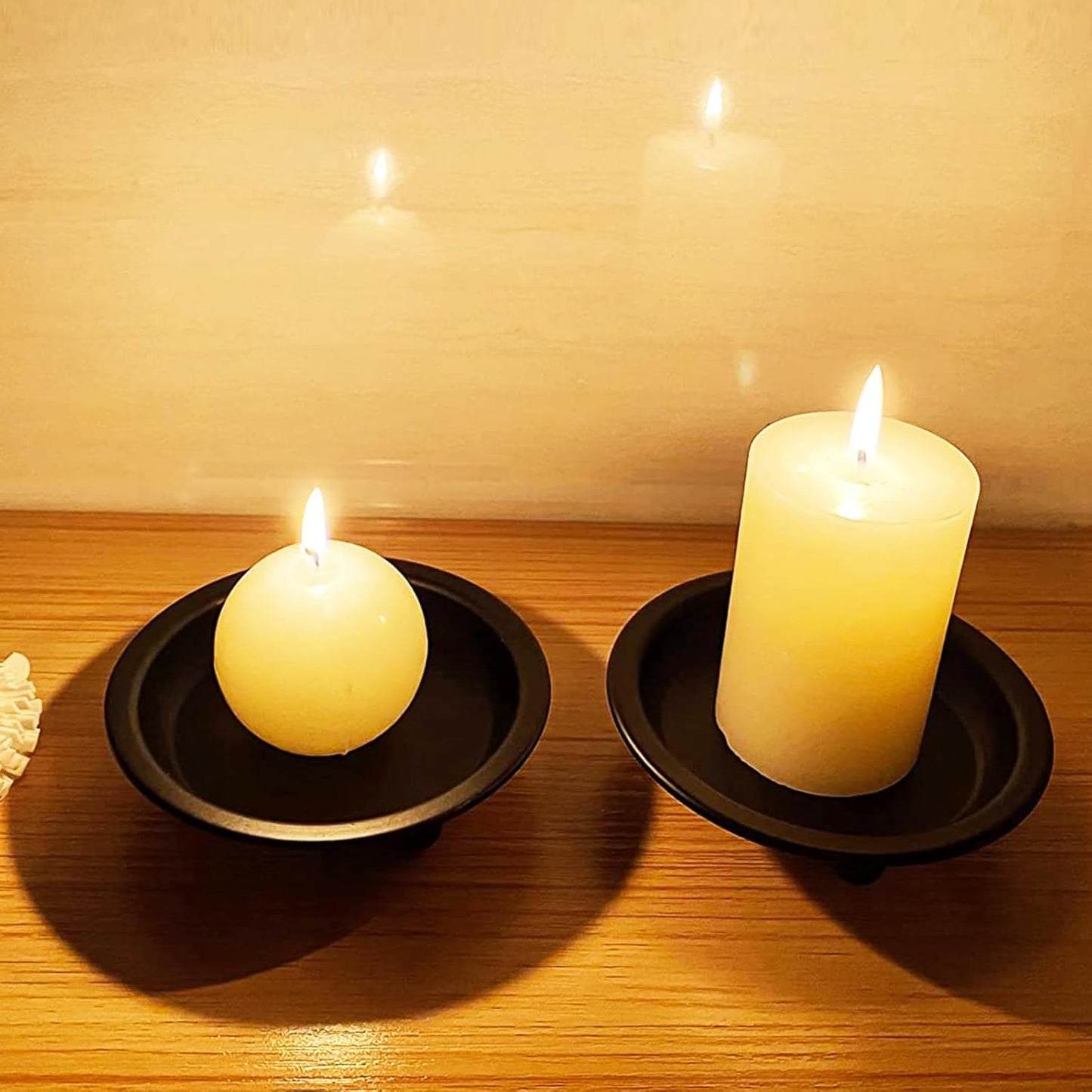 Piatto per candela, in metallo, colore nero (∅10 cm) 4pz