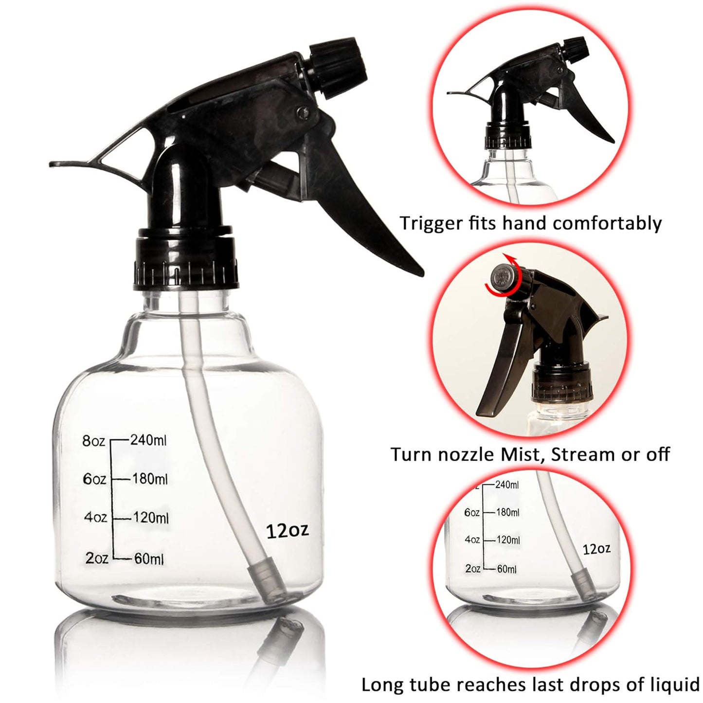Confezione da 6 flaconi spray vuoti in plastica