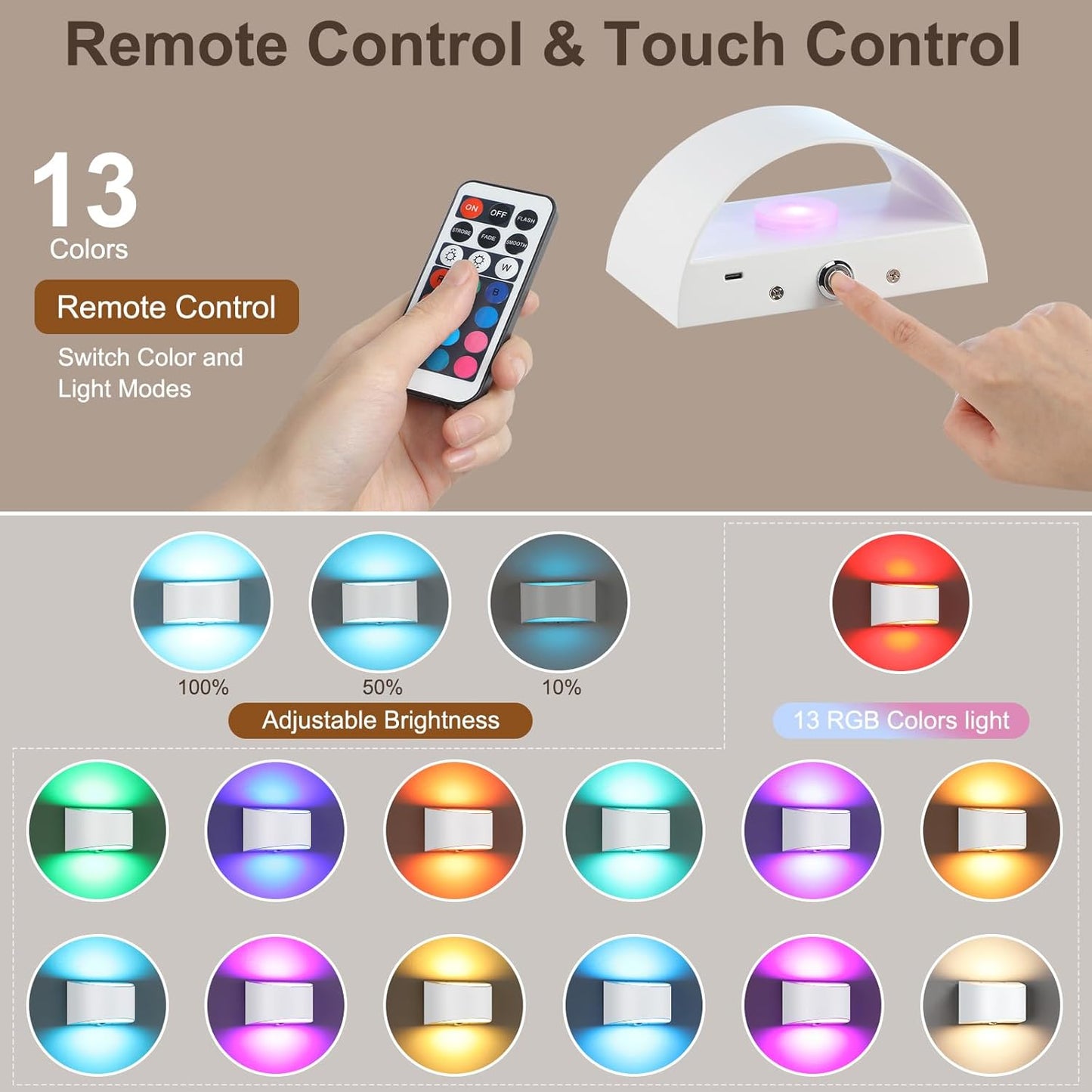 Lampada Lampop RGB da Parete Senza Fili per Interni con Telecomando e Touch
