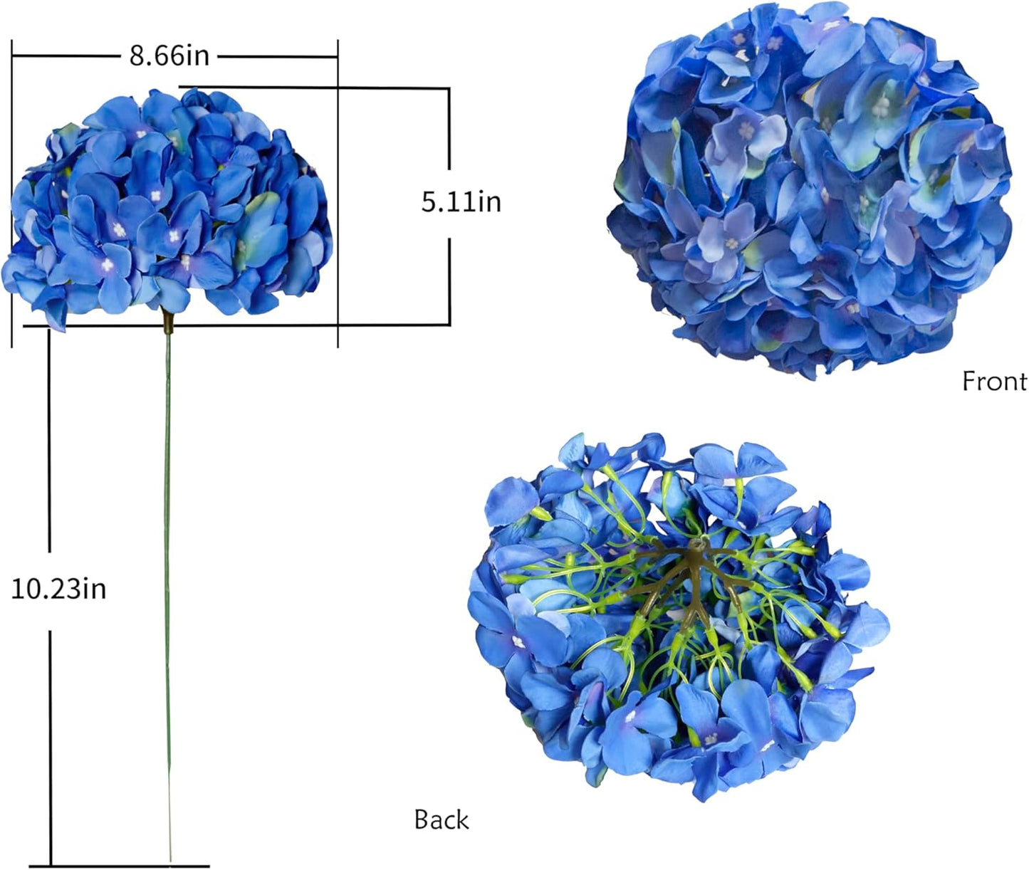Fiori artificiali di ortensia in seta più grandi con stelo confezione da 6