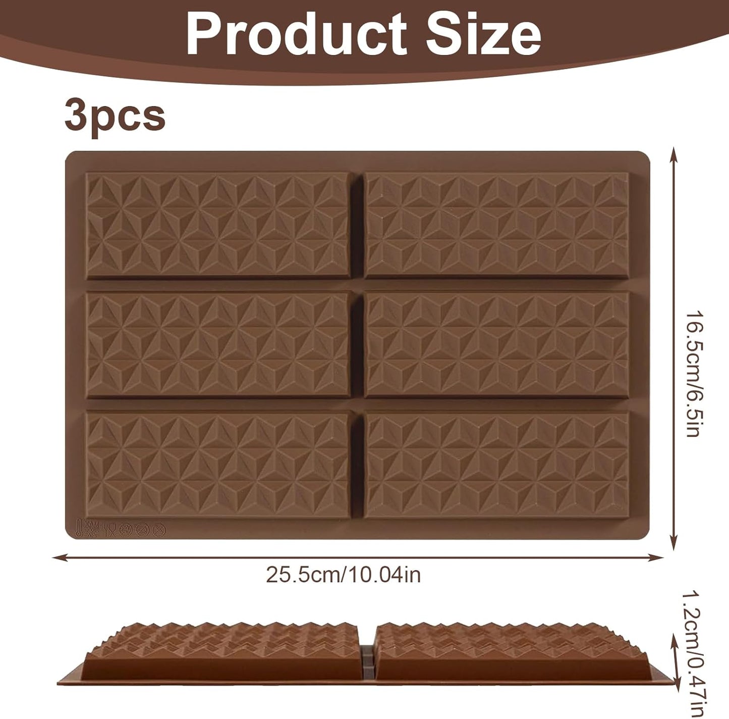 Stampo per cioccolato in silicone da 3 pezzi, stampo per cioccolato Dubai
