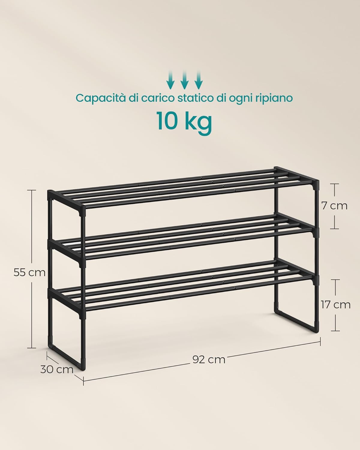 Scarpiera SONGMICS  a 3 Ripiani 30X92X55 CM