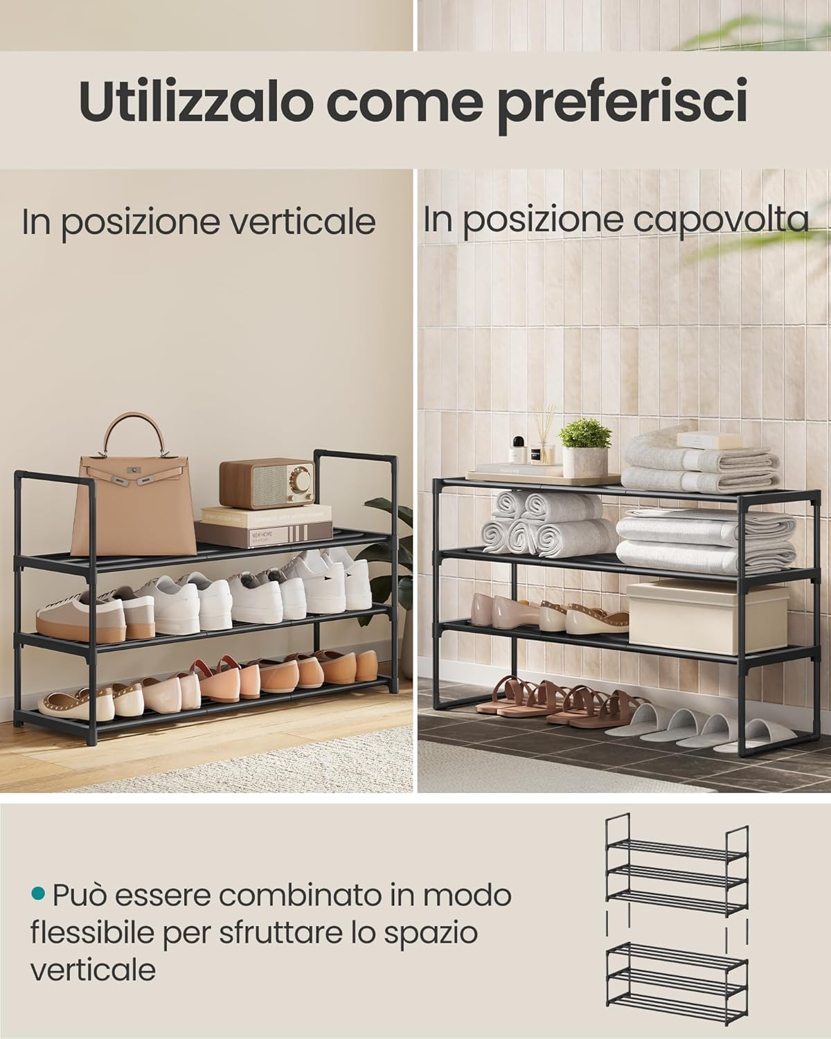 Scarpiera SONGMICS  a 3 Ripiani 30X92X55 CM