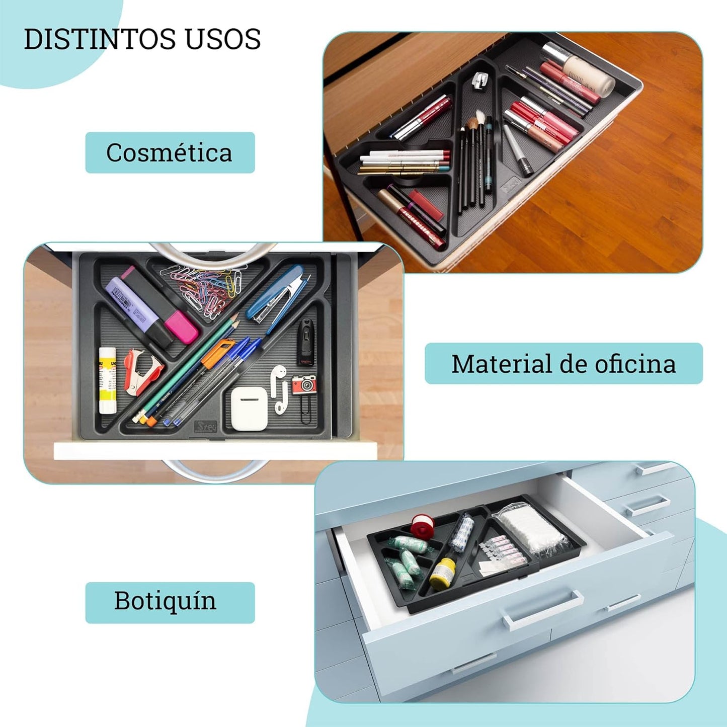 Vassoio estensibile per cassetto della scrivania 32.8x22.6 cm