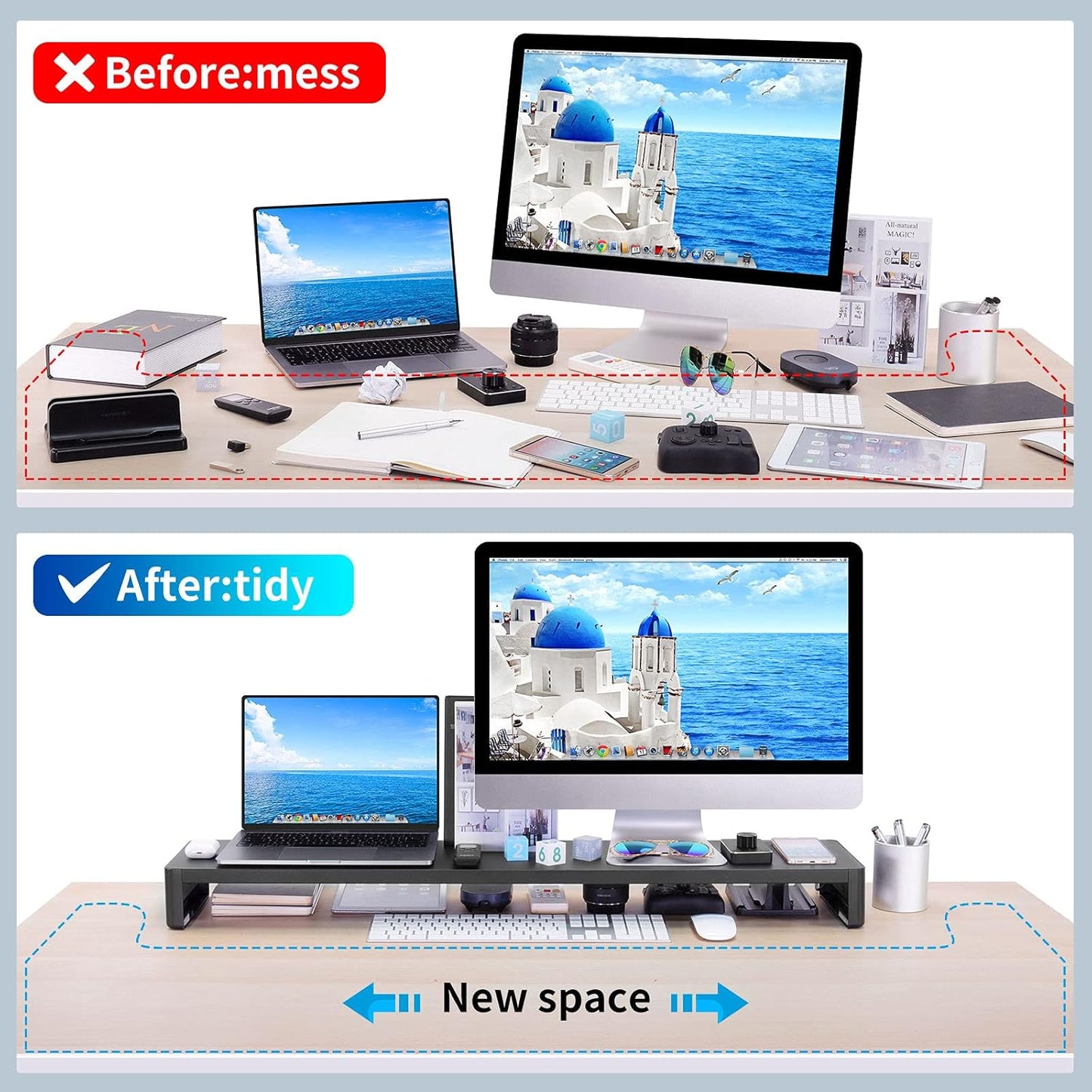 Supporto monitor scrivania in alluminio doppio monitor fino a 32 pollici per PC