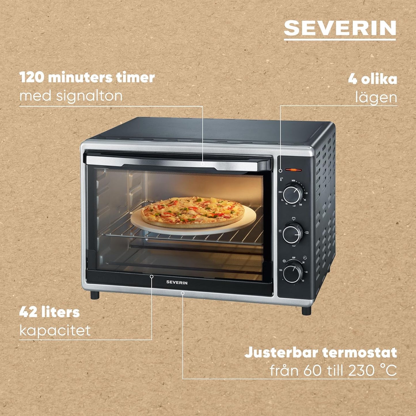 SEVERIN TO 2058 Forno Elettrico 42 L da 1800W